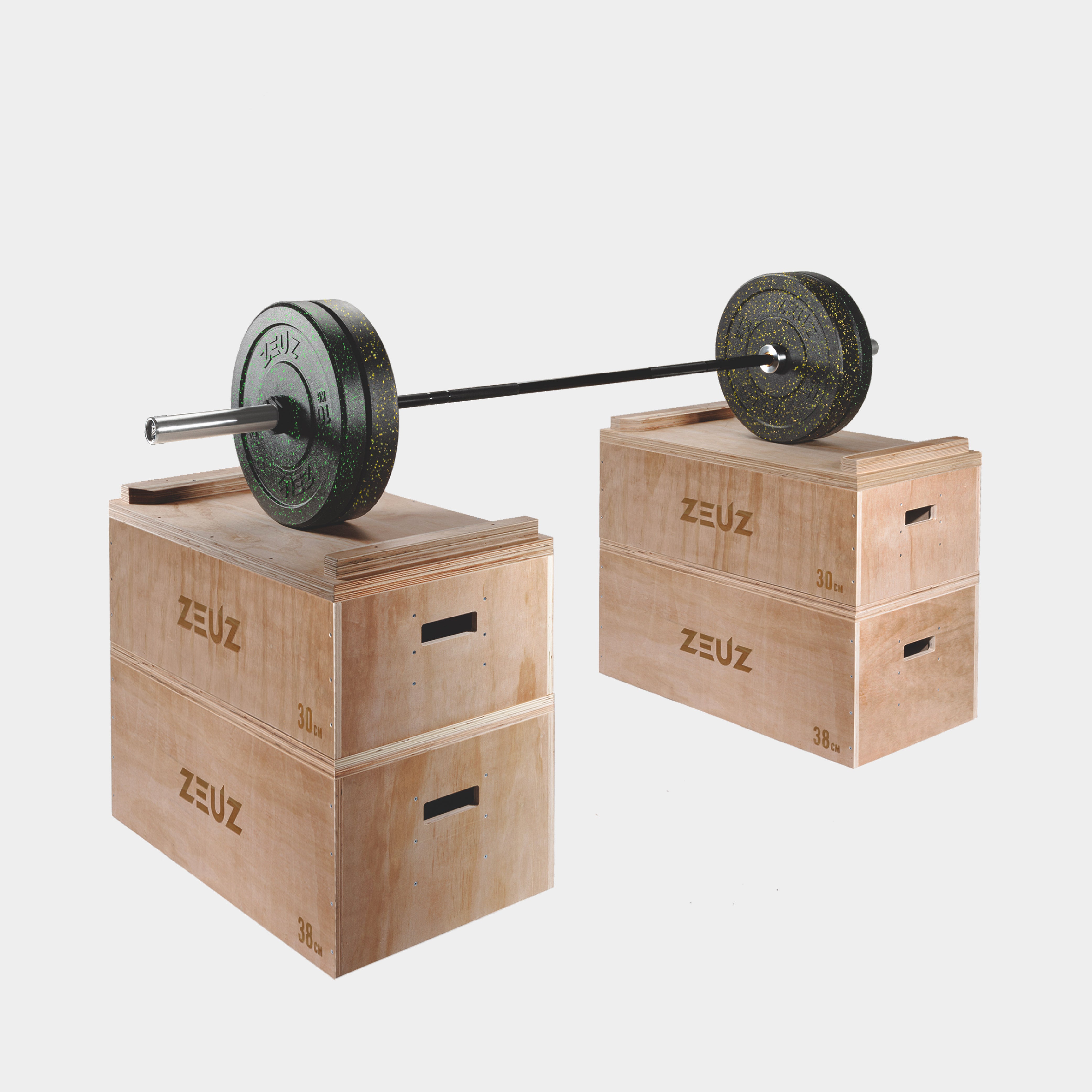 ZEUZ Houten Stapelbare Jerk Blokken Set – Blocks - Voor Weightlifting, Fitness & Gewichtheffen – 98 CM Hoog