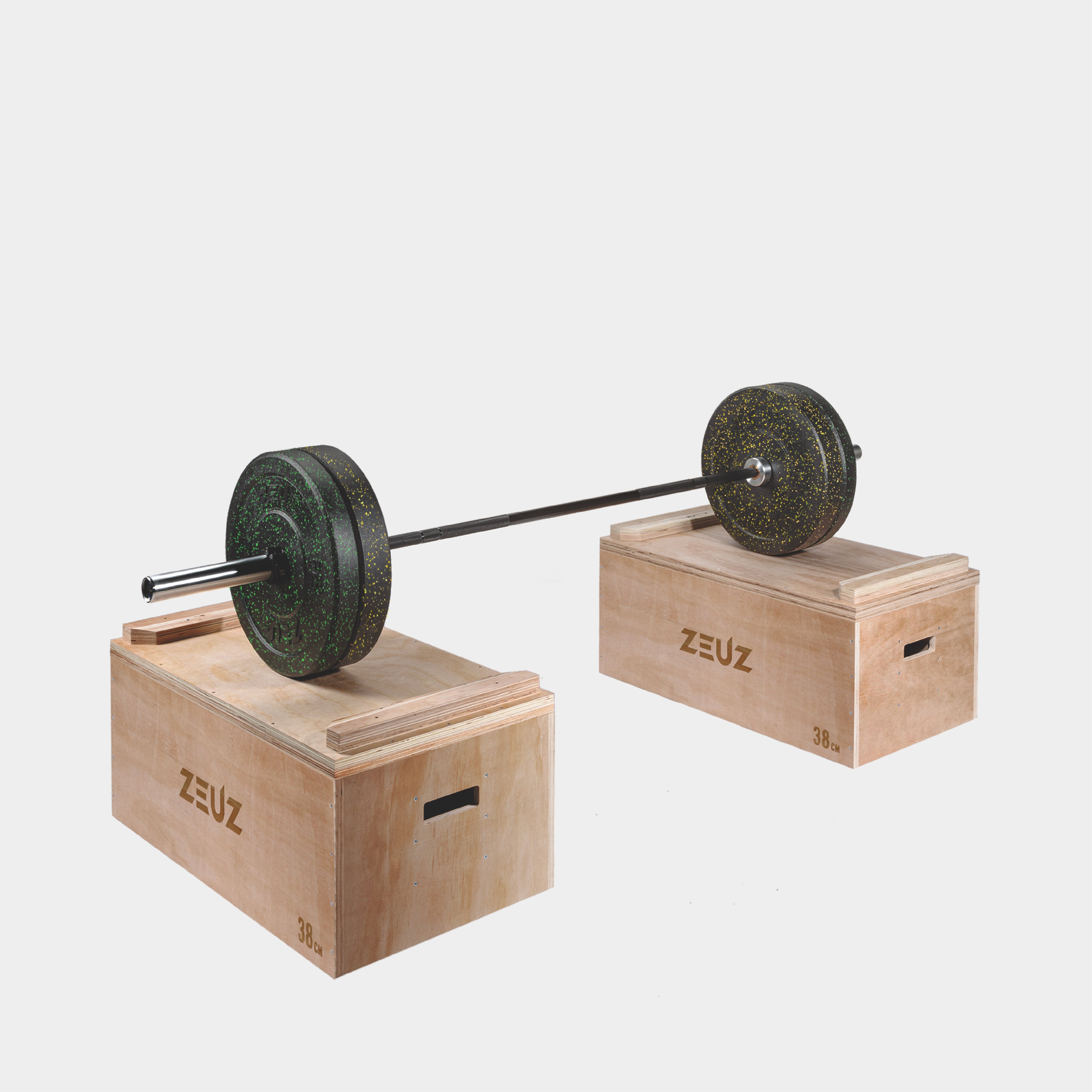 ZEUZ Houten Stapelbare Jerk Blokken Set – Blocks - Voor Weightlifting, Fitness & Gewichtheffen – 98 CM Hoog