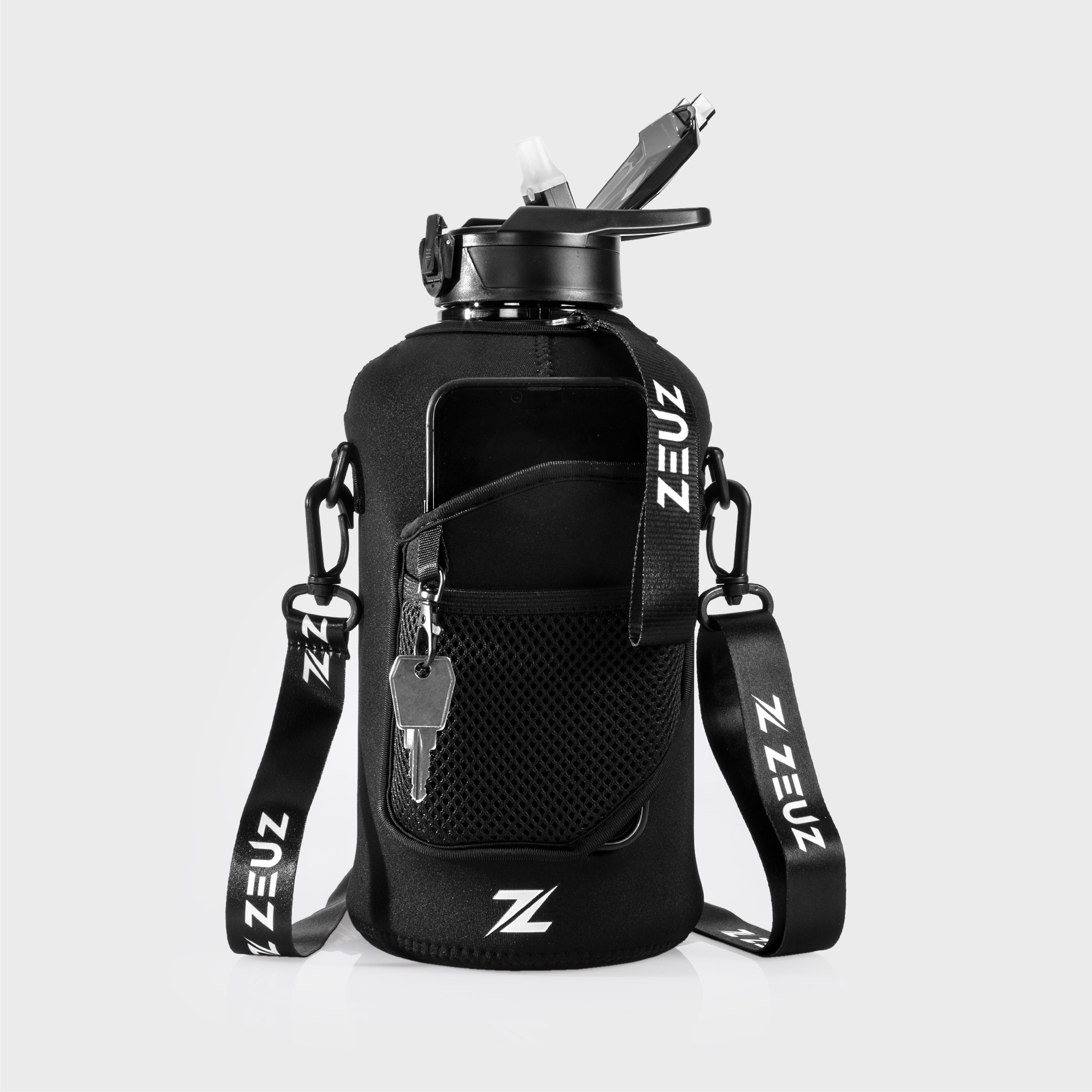 ZEUZ 2.2 Liter Trink flasche - Schwarz