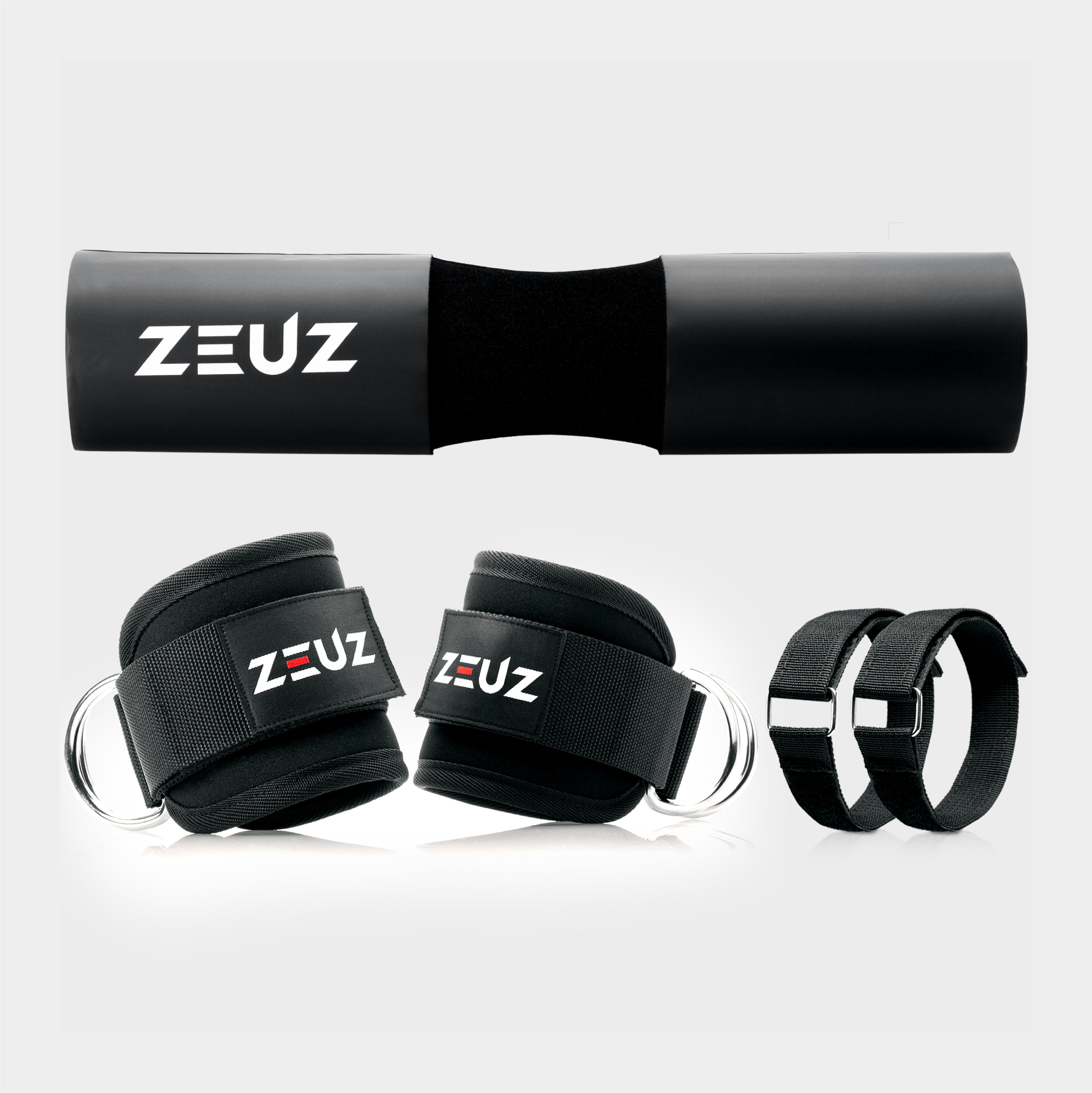 ZEUZ Barbell Pad & 2 Pieces Ankle Cuffs Fitness Set