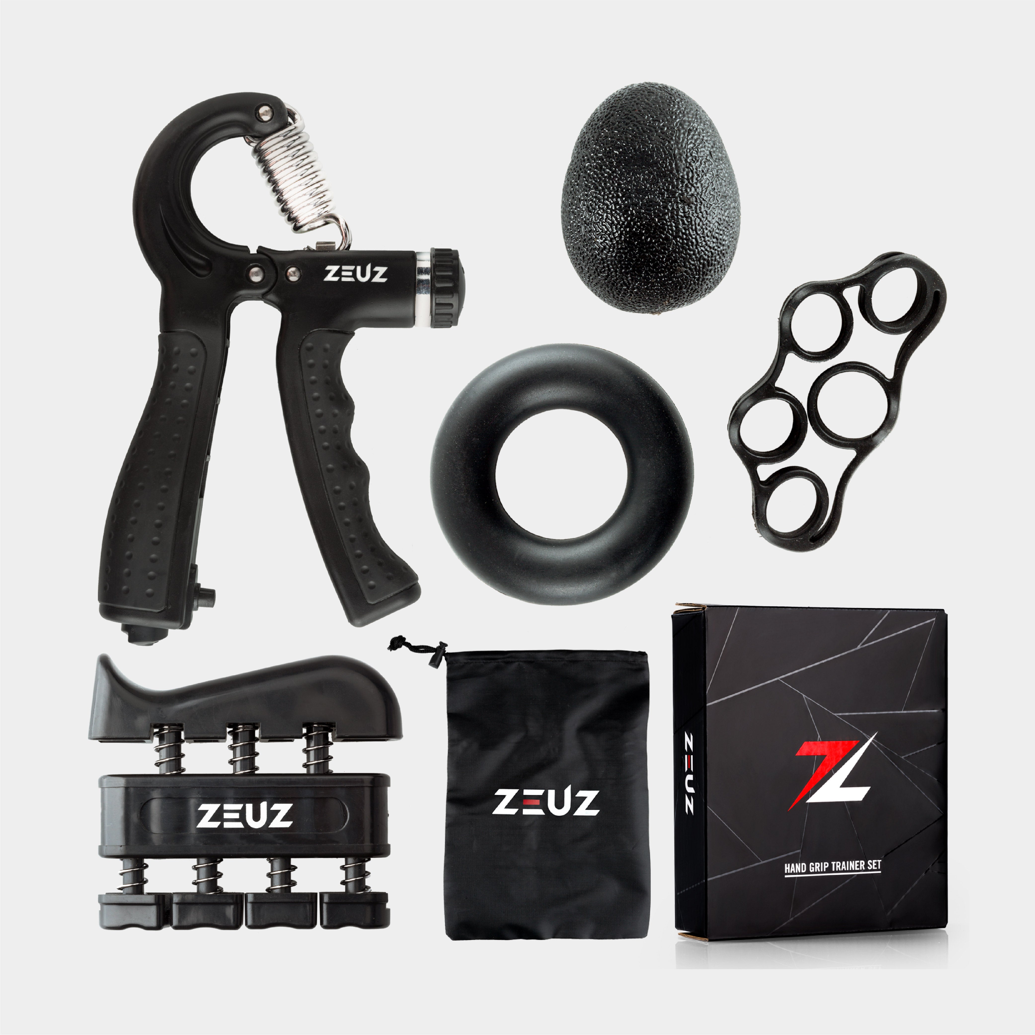 ZEUZ 5-Piece Fitness Grip Trainer Set