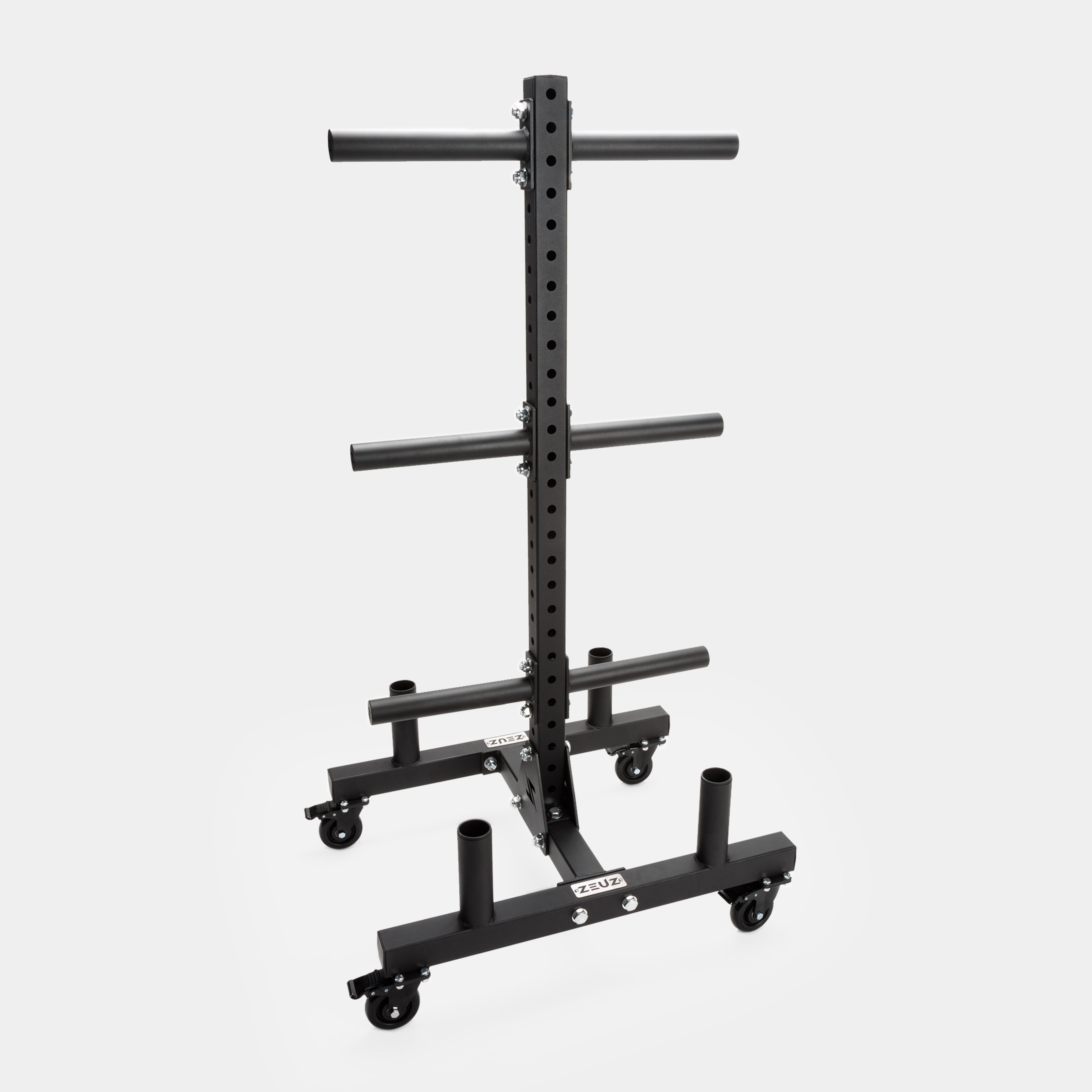 ZEUZ Mobile Vertical Weight Plate & Barbell Storage System