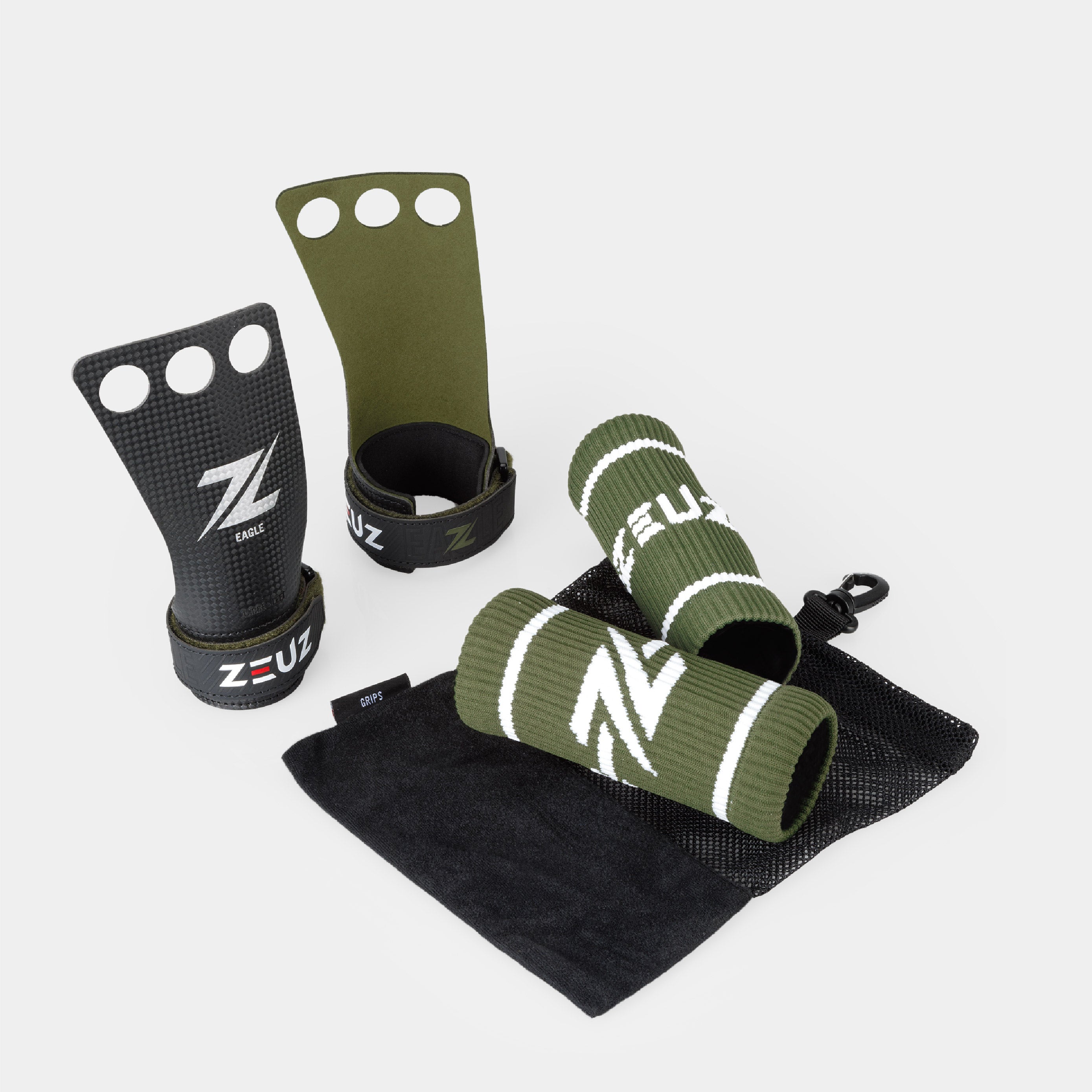 ZEUZ Carbon &amp; Microfiber Grips-Green