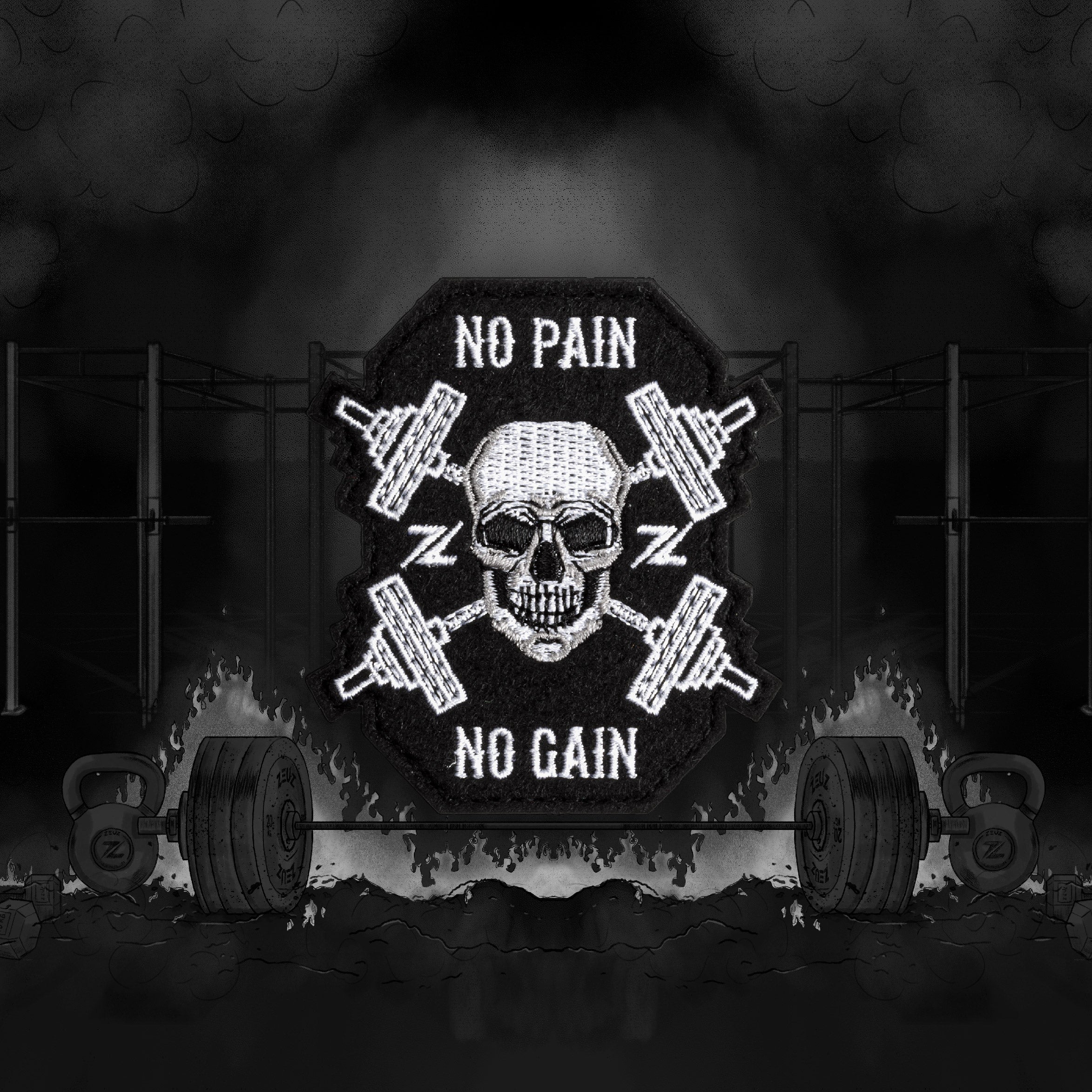 ZEUZ No Pain No Gain Skull Patch